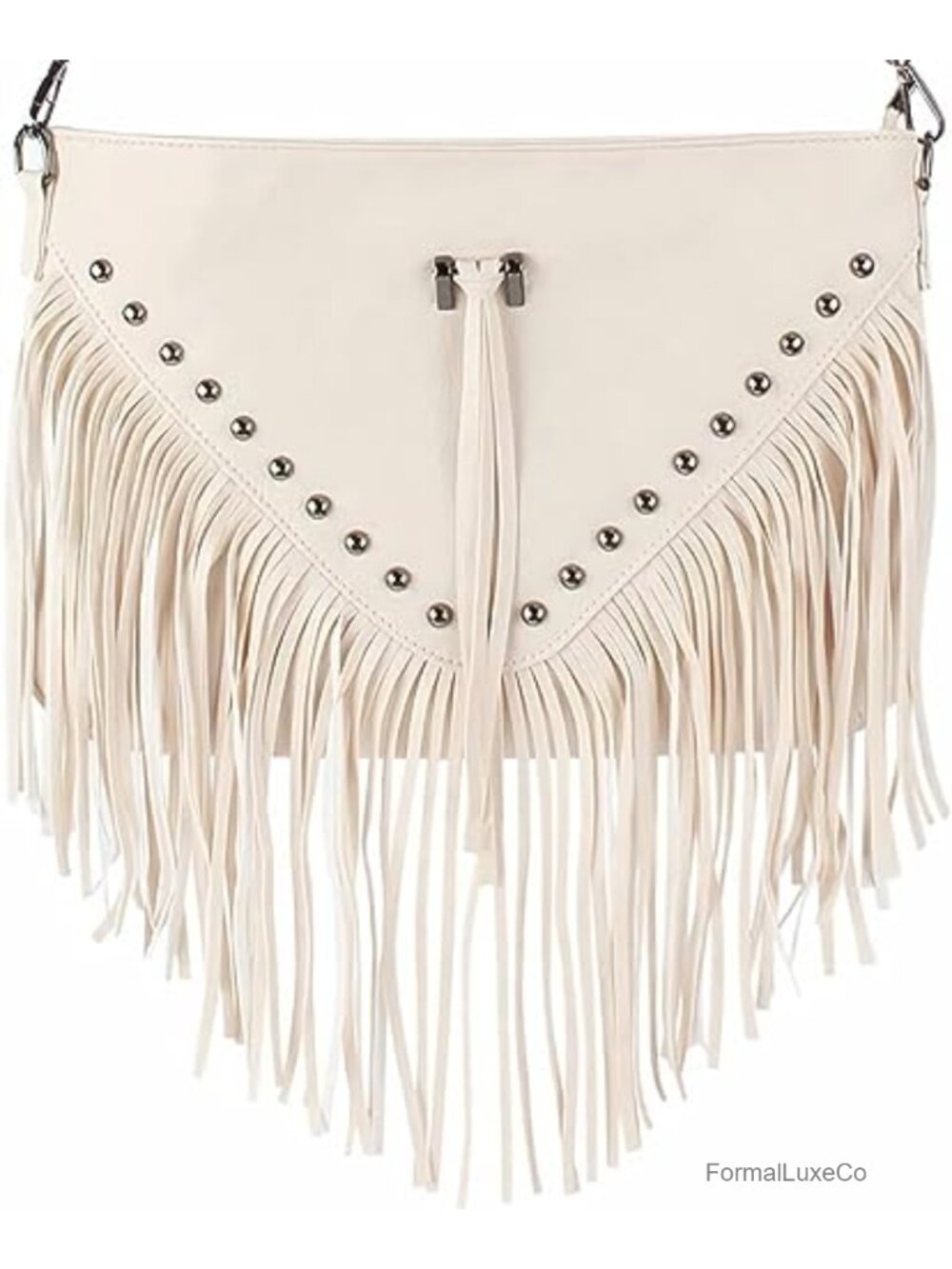 Faux Leather Fringe Crossbody Purse for Women Adjustable Strap Boho Handbag